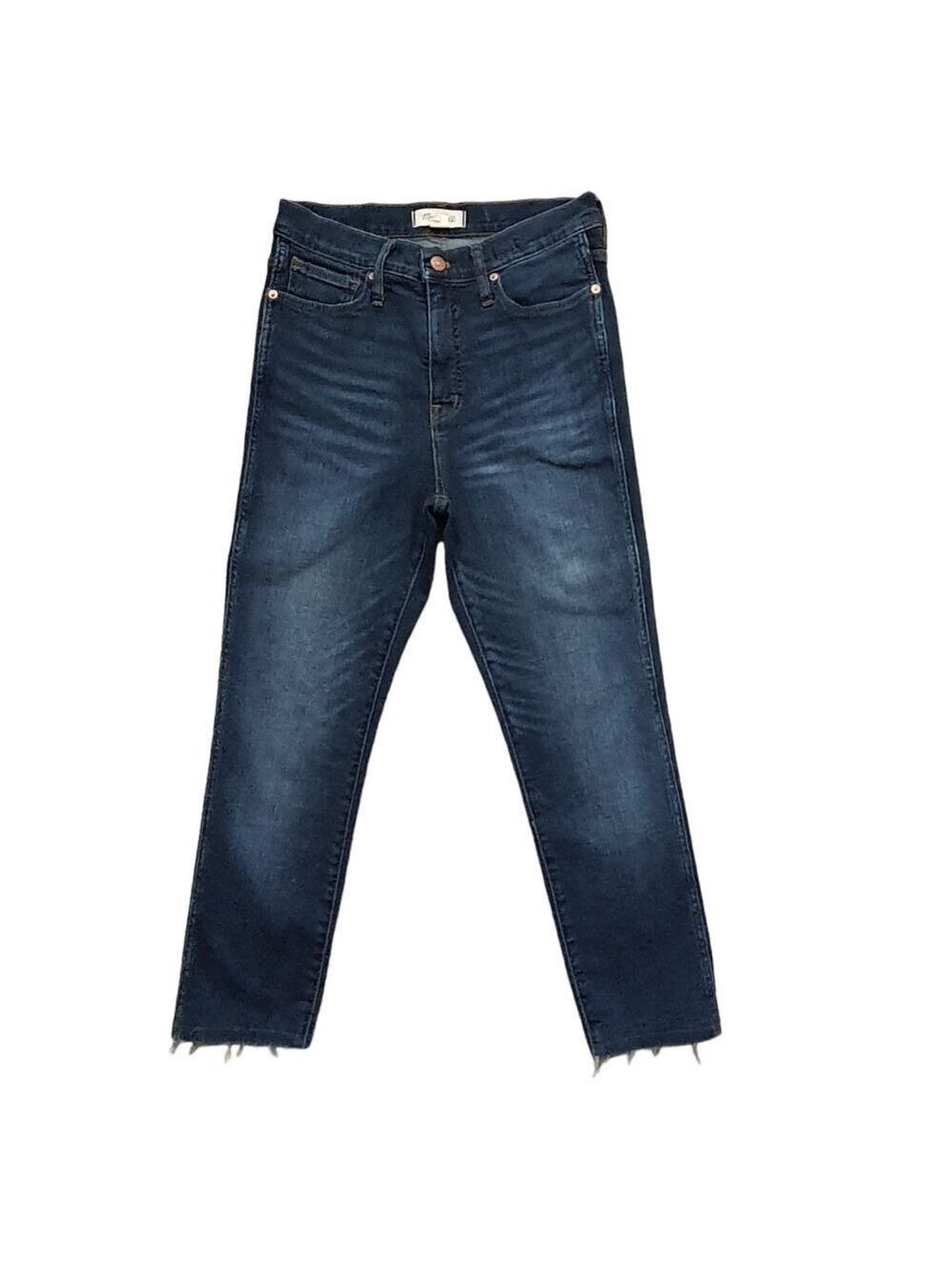Madewell 10" High Rise Skinny Jeans Dark Wash Wiskering Size 28